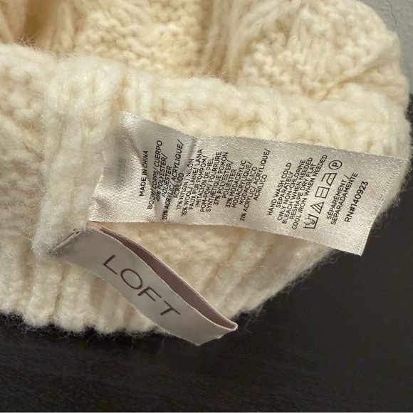 Loft Cozy Knit Pom-Pom Beanie Set - Cream & Pink - Picture 7 of 7